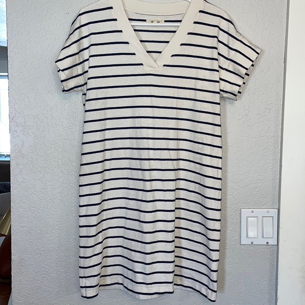 Madewell Striped‎ Cream/Navy Dress Sz SM